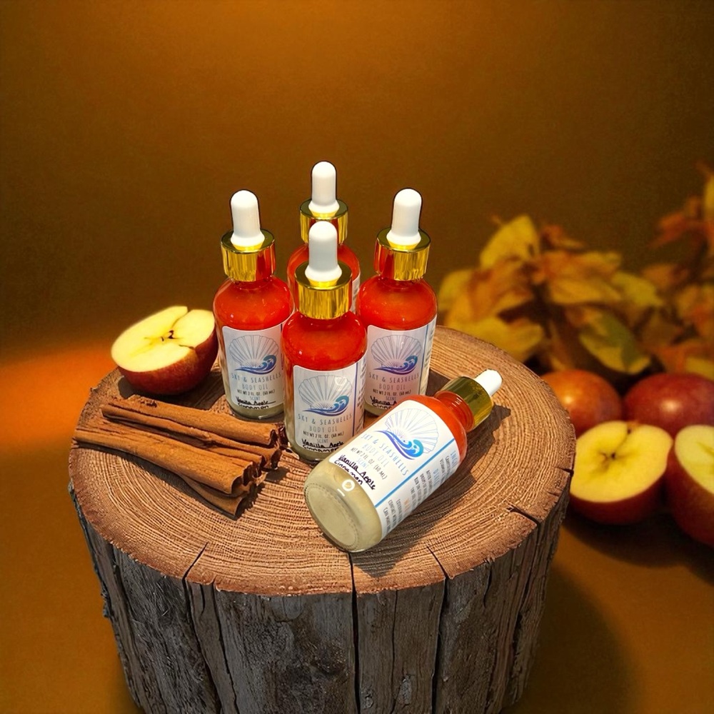 Hand Crafted “Vanilla Apple Cinnamon” Scented Body Oil by Sky & Seashells - Picture 6 of 6